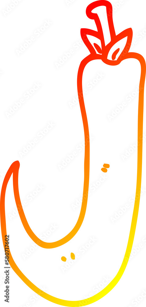 Naklejka premium warm gradient line drawing cartoon chilli pepper