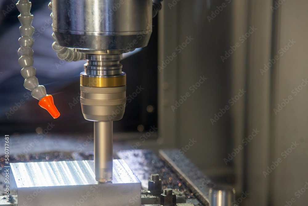 The CNC milling machine rough cutting the injection mold parts by indexable tools. The CNC milling machine rough cutting the injection mold parts by indexable tools.