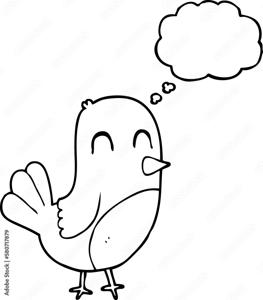 Obraz premium thought bubble cartoon robin