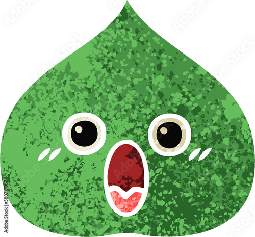 Canvastavla retro illustration style cartoon expressional leaf