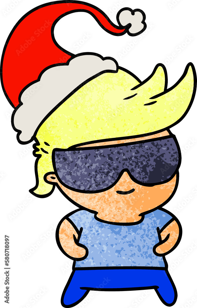 christmas textured cartoon of kawaii boy