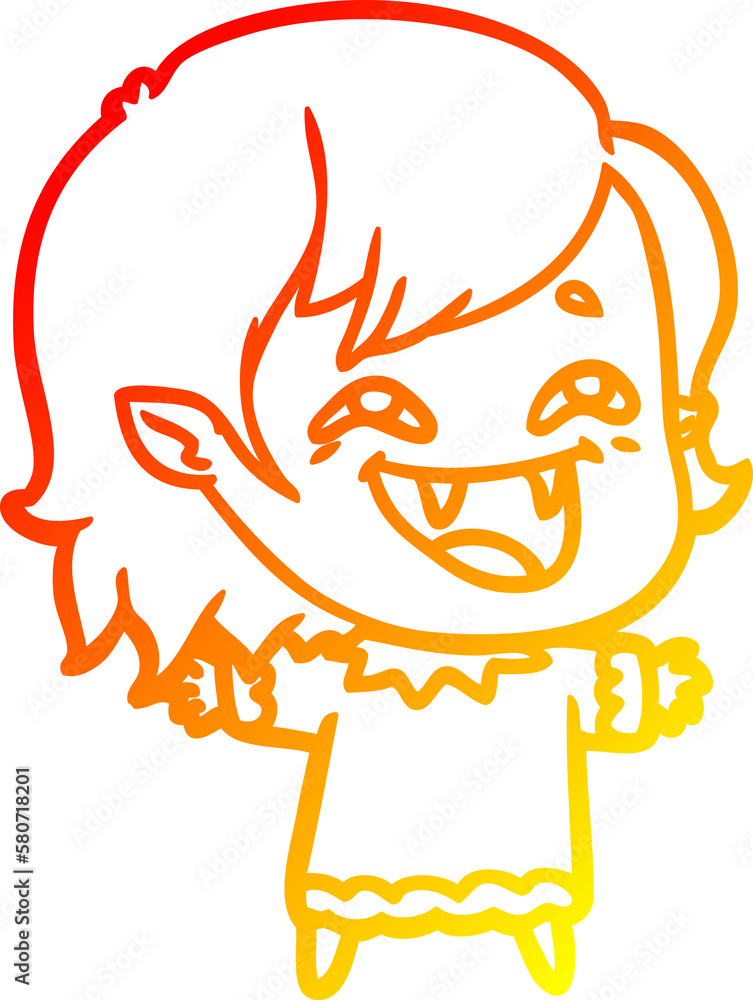 warm gradient line drawing cartoon laughing vampire girl warm gradient line drawing cartoon laughing vampire girl