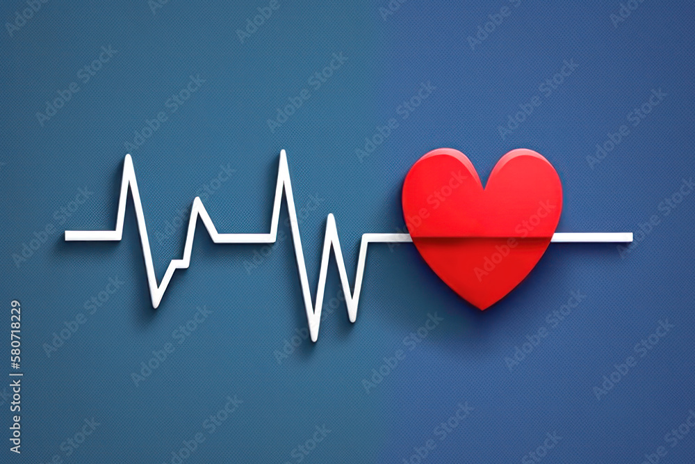 3D graphic cardiogram. Heart pulse with line chart on clear abstract background. Generative ai 3D graphic cardiogram. Heart pulse with line chart on clear abstract background. Generative ai