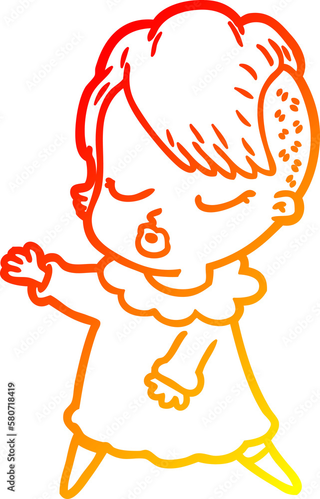 warm gradient line drawing cartoon pretty hipster girl warm gradient line drawing cartoon pretty hipster girl