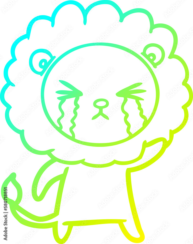 cold gradient line drawing cartoon crying lion cold gradient line drawing cartoon crying lion