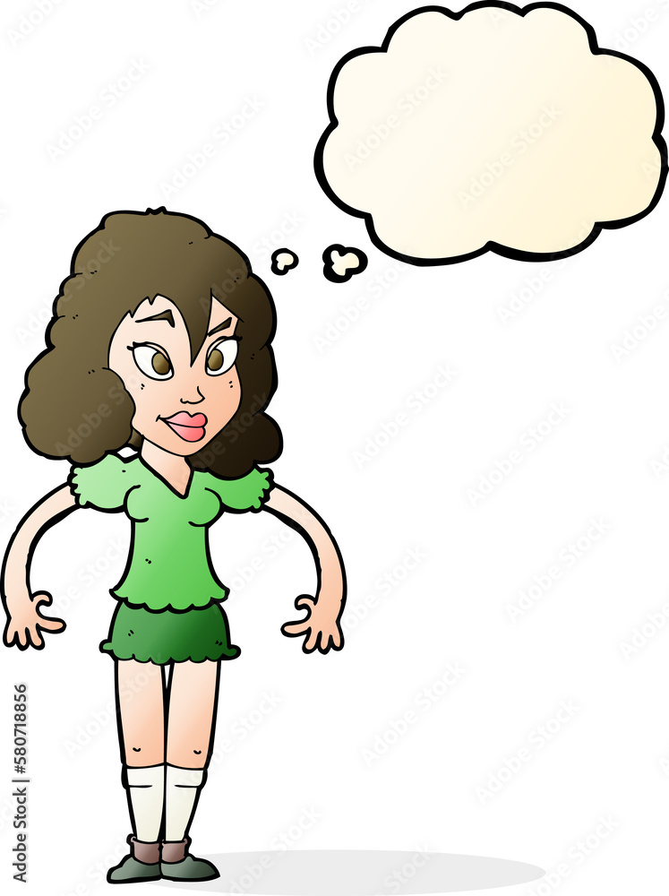 cartoon pretty woman with thought bubble cartoon pretty woman with thought bubble