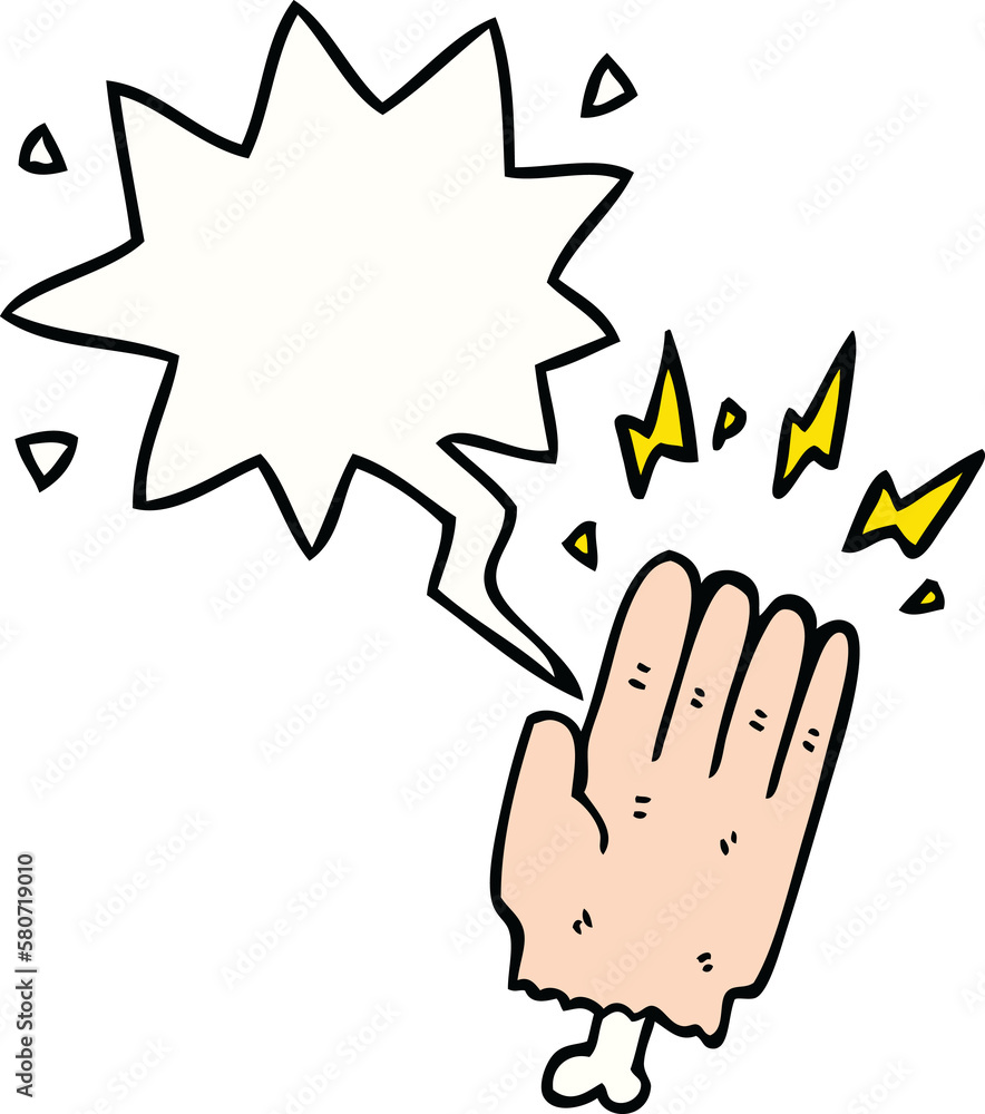 cartoon magic halloween zombie hand and speech bubble cartoon magic halloween zombie hand and speech bubble