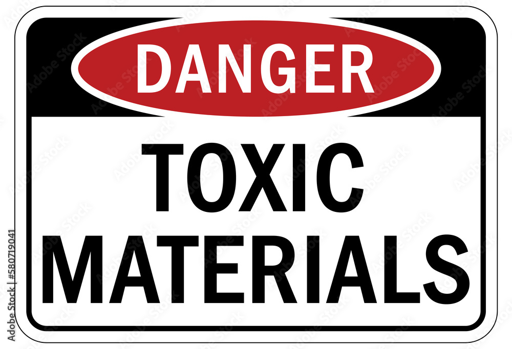 Toxic chemical warning sign and labels toxic materials