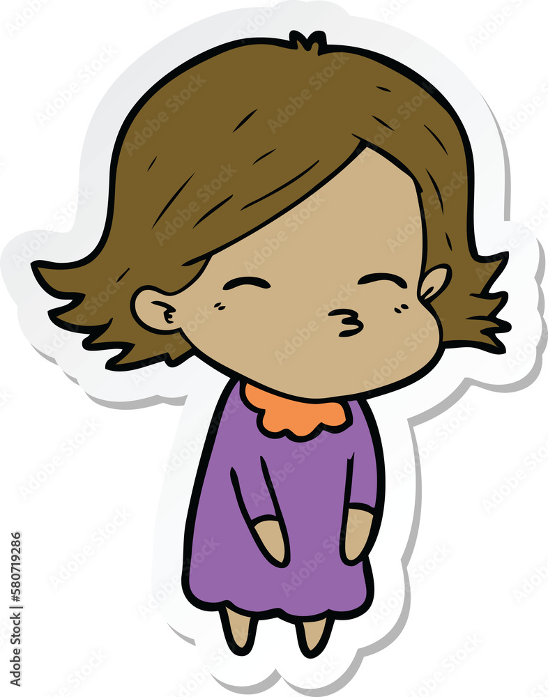 sticker of a cartoon woman