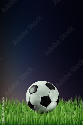 Official Football Ball on green grass at stadium © BillionPhotos.com