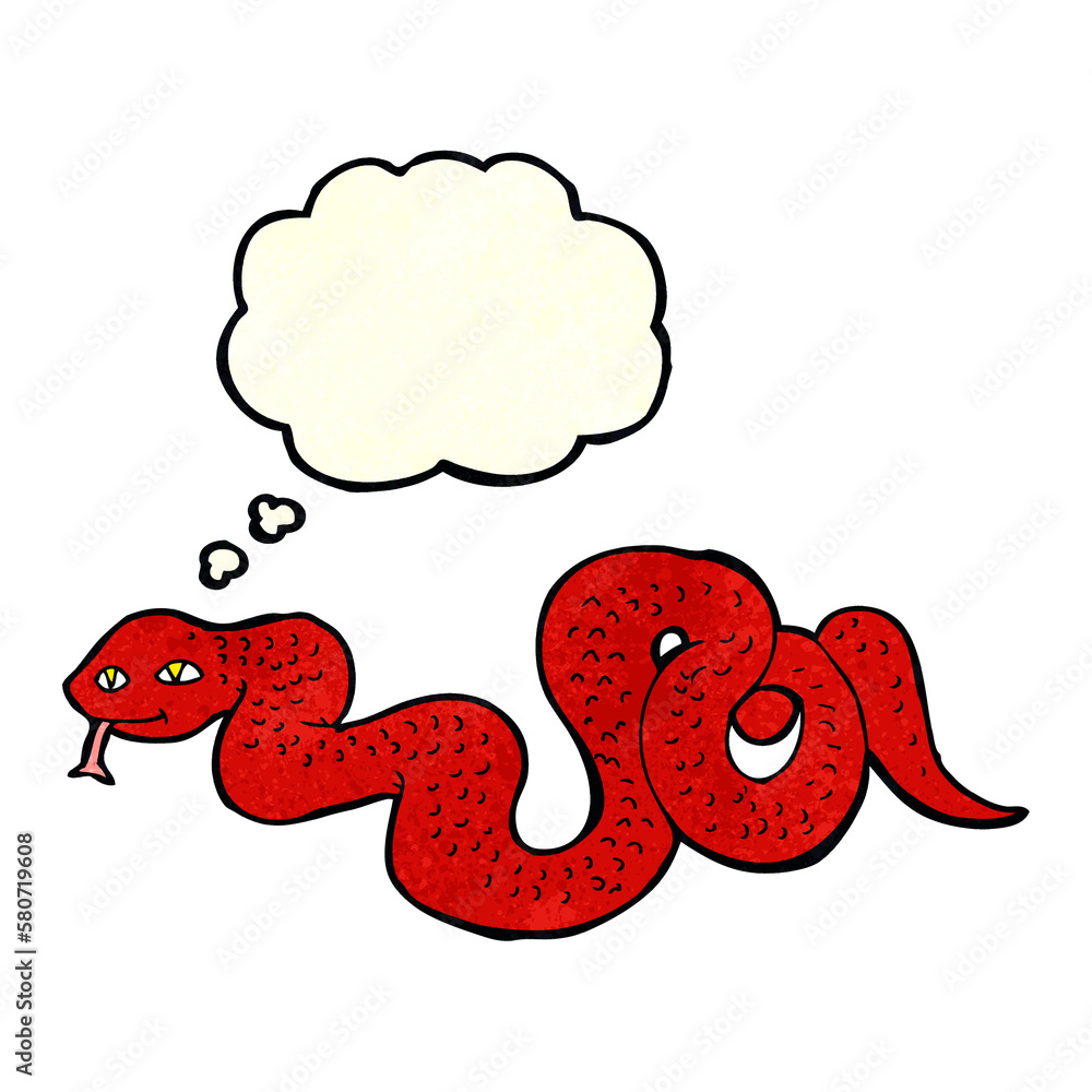 Obraz premium cartoon snake with thought bubble