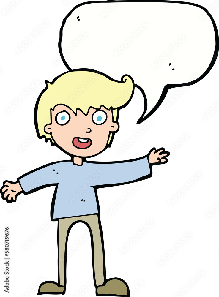 cartoon excited boy with speech bubble cartoon excited boy with speech bubble