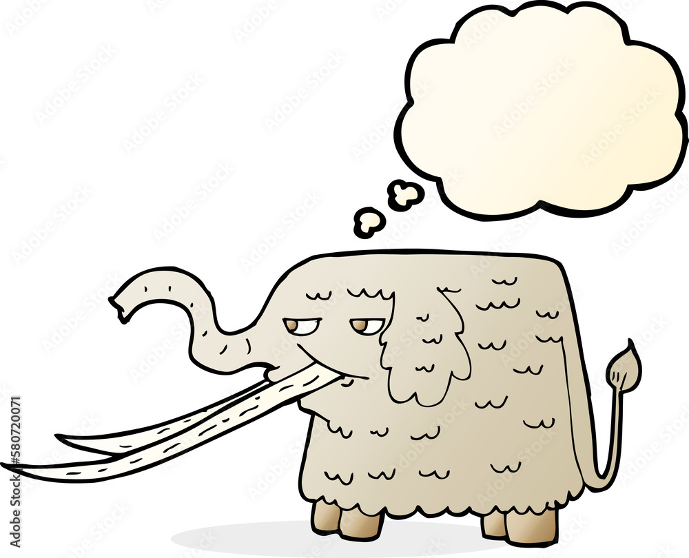 cartoon woolly mammoth with thought bubble cartoon woolly mammoth with thought bubble