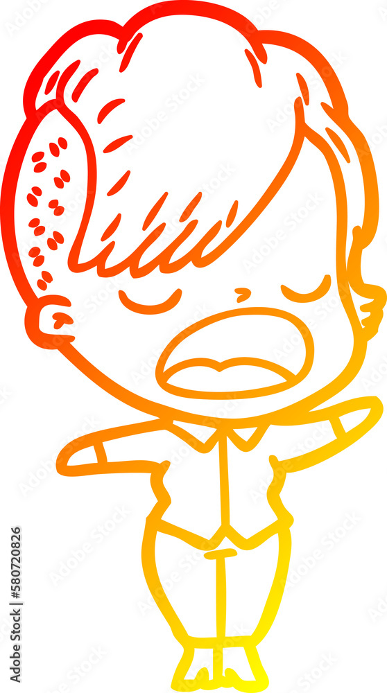 warm gradient line drawing cartoon cool hipster girl talking warm gradient line drawing cartoon cool hipster girl talking
