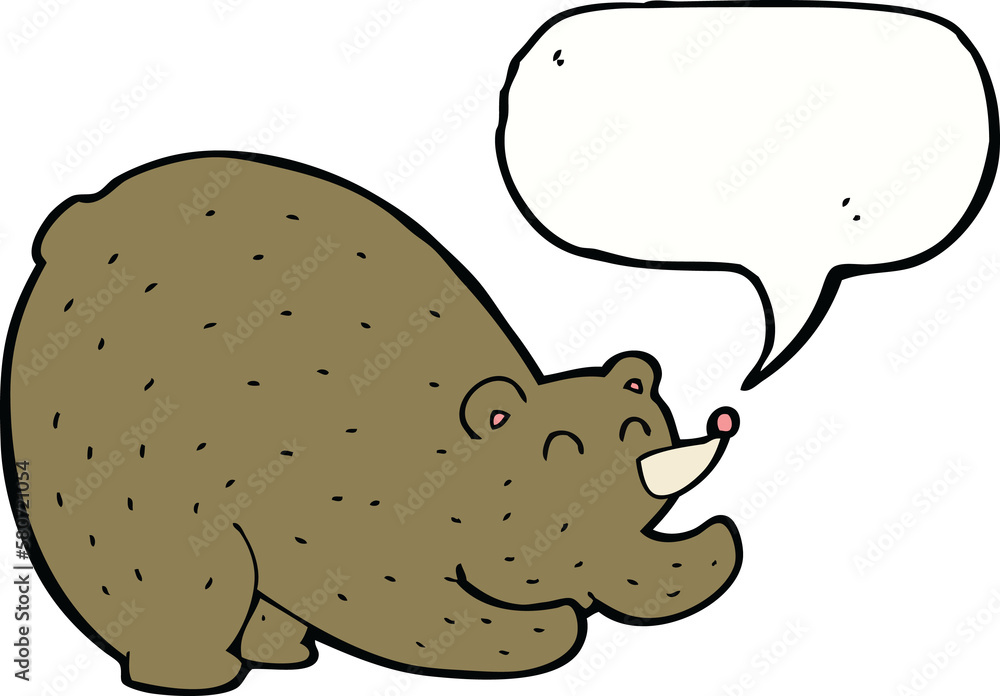 cartoon stretching bear with speech bubble cartoon stretching bear with speech bubble