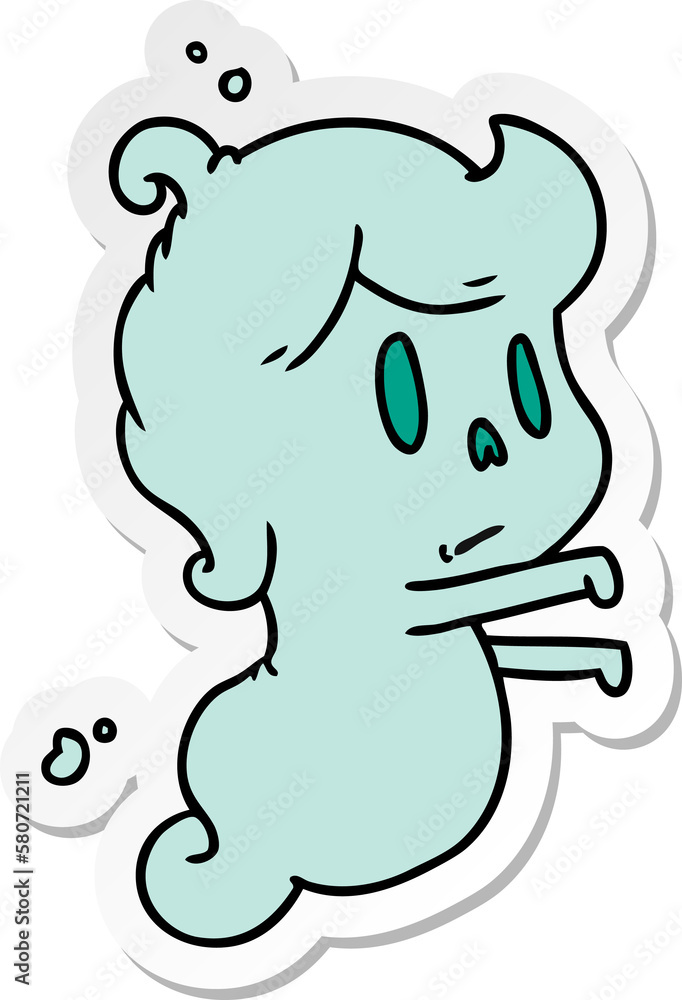 sticker cartoon of a kawaii cute ghost sticker cartoon of a kawaii cute ghost