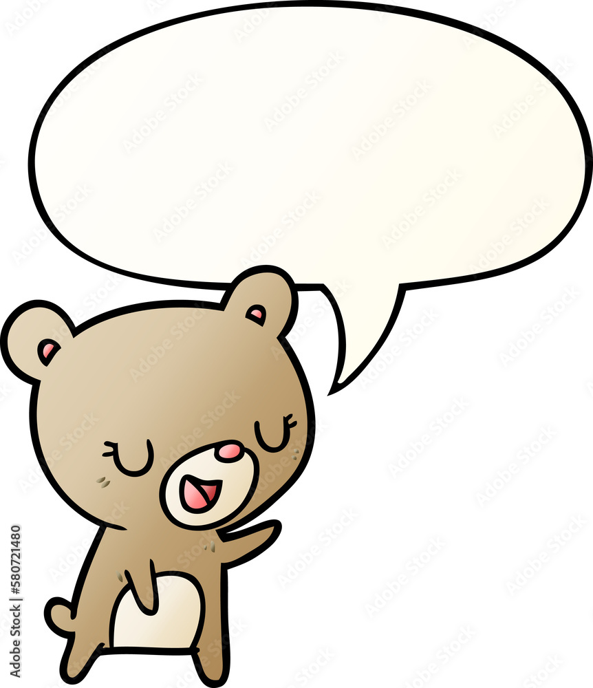 cartoon bear and speech bubble in smooth gradient style cartoon bear and speech bubble in smooth gradient style