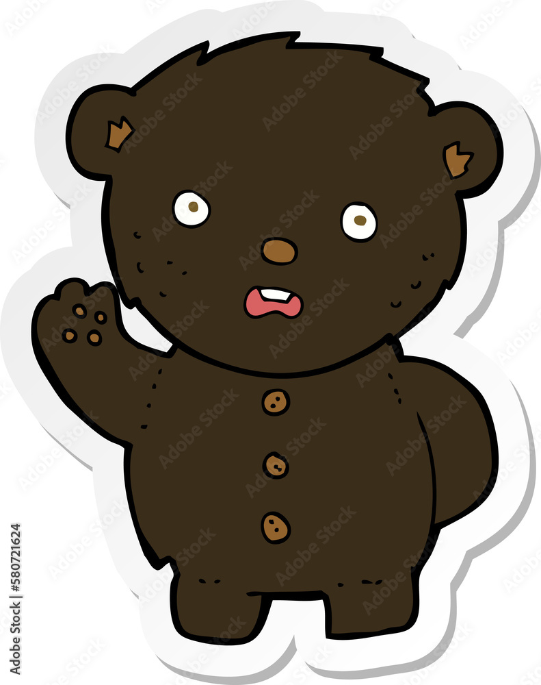 Naklejka premium sticker of a cartoon unhappy black teddy bear