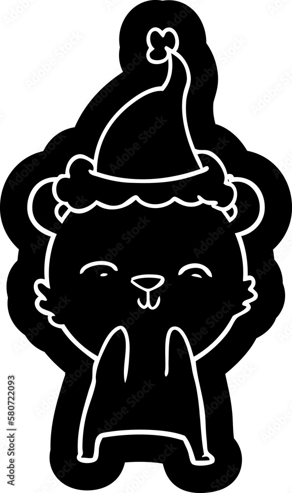 happy cartoon icon of a polar bear wearing santa hat happy cartoon icon of a polar bear wearing santa hat