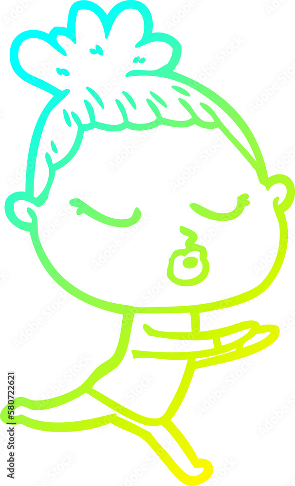 cold gradient line drawing cartoon calm woman cold gradient line drawing cartoon calm woman