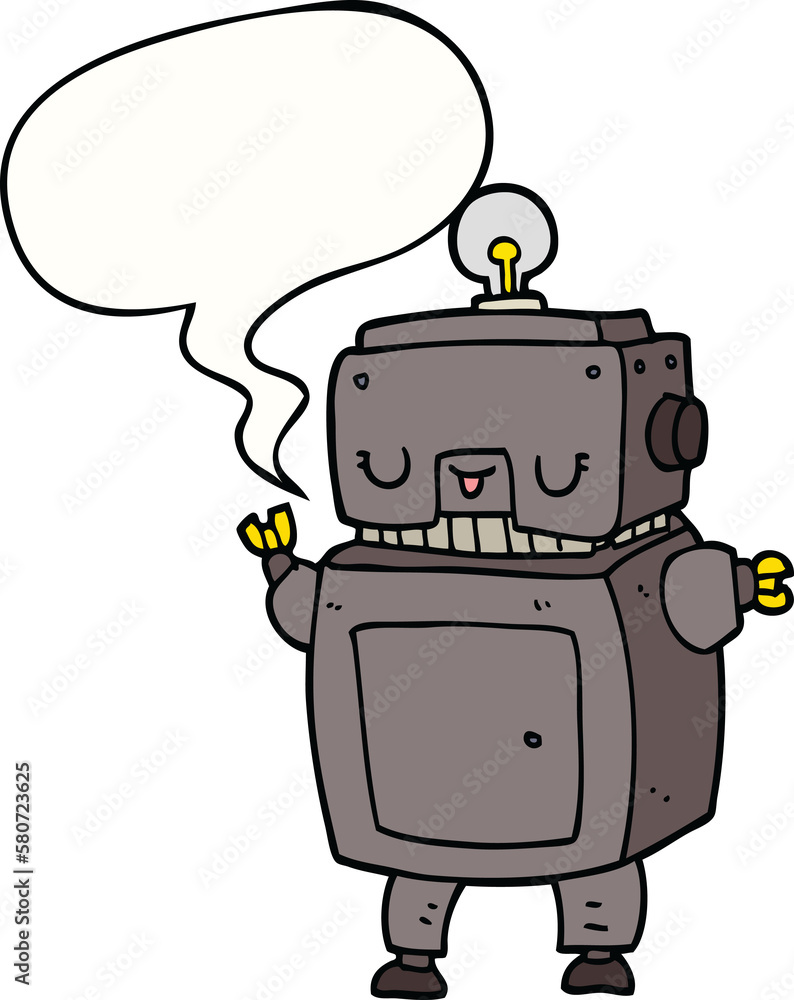 cartoon robot and speech bubble cartoon robot and speech bubble