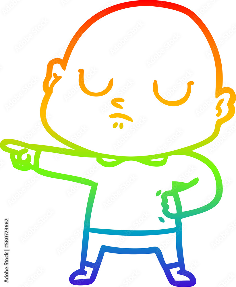 rainbow gradient line drawing cartoon bald man rainbow gradient line drawing cartoon bald man