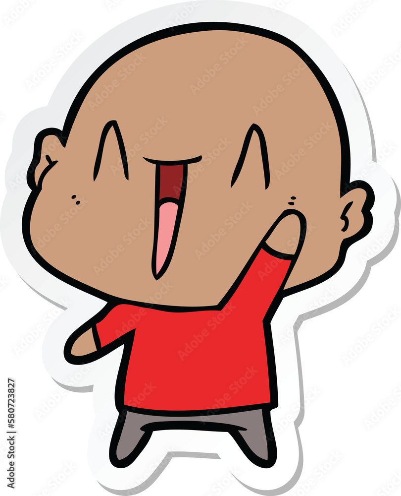 sticker of a happy cartoon bald man sticker of a happy cartoon bald man