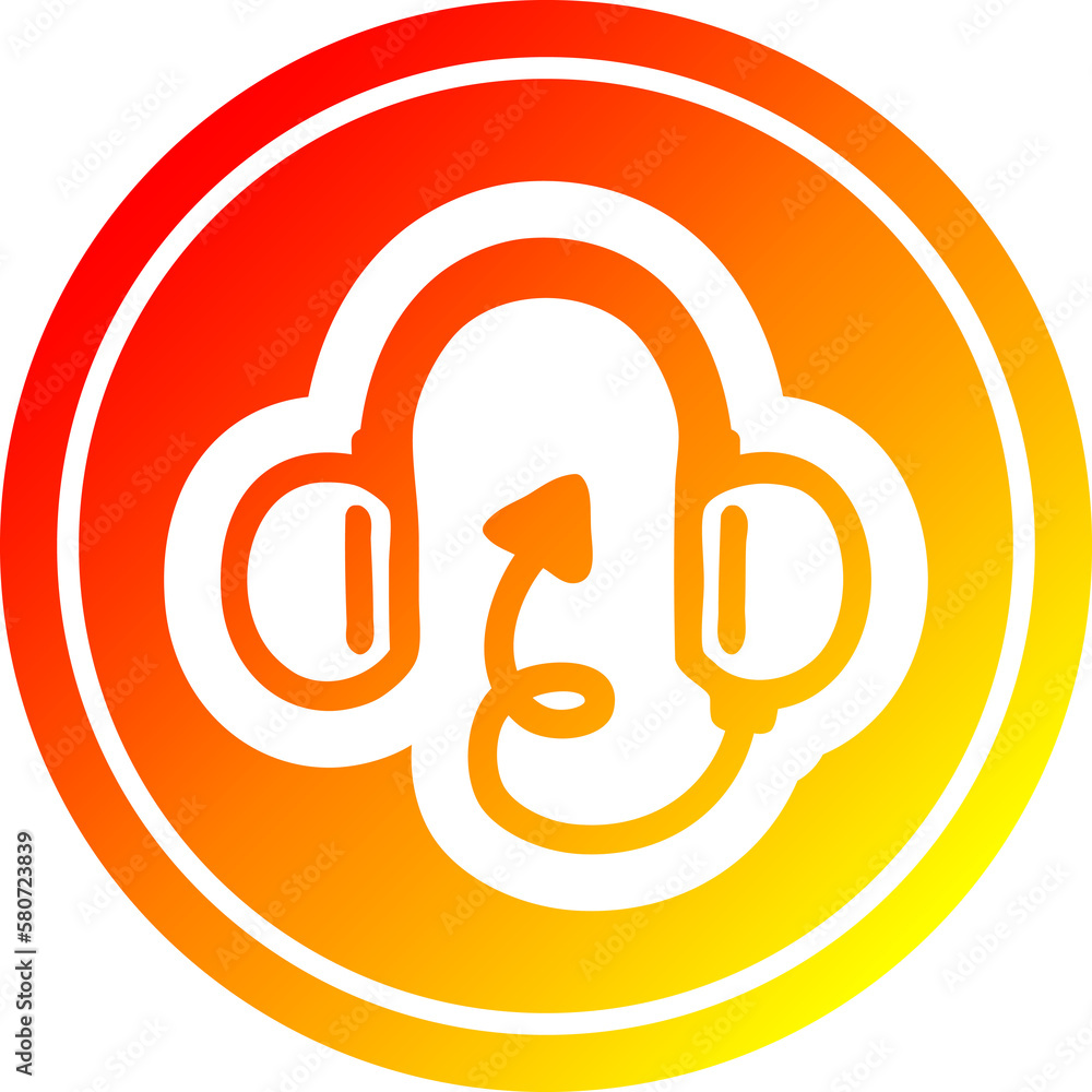 music headphones with devil tail circular in hot gradient spectrum
