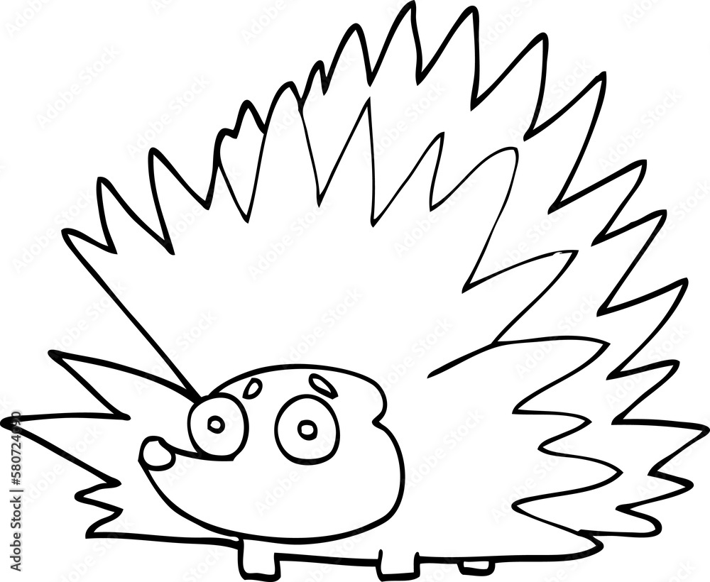 Fototapeta premium line drawing cartoon spiky hedgehog
