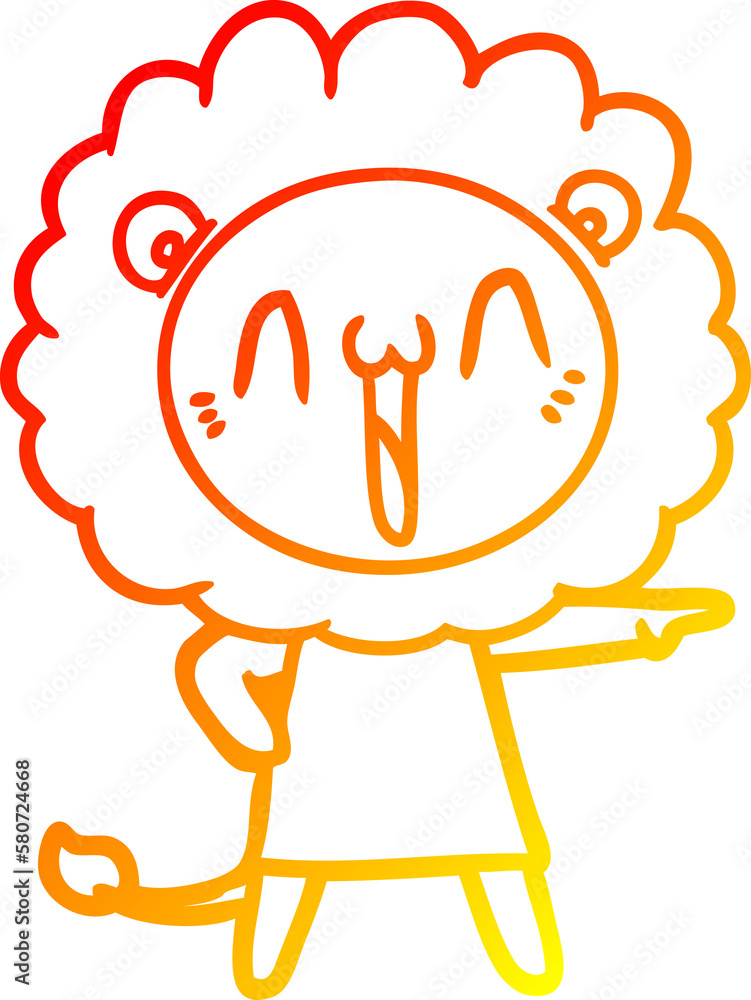 warm gradient line drawing happy cartoon lion warm gradient line drawing happy cartoon lion