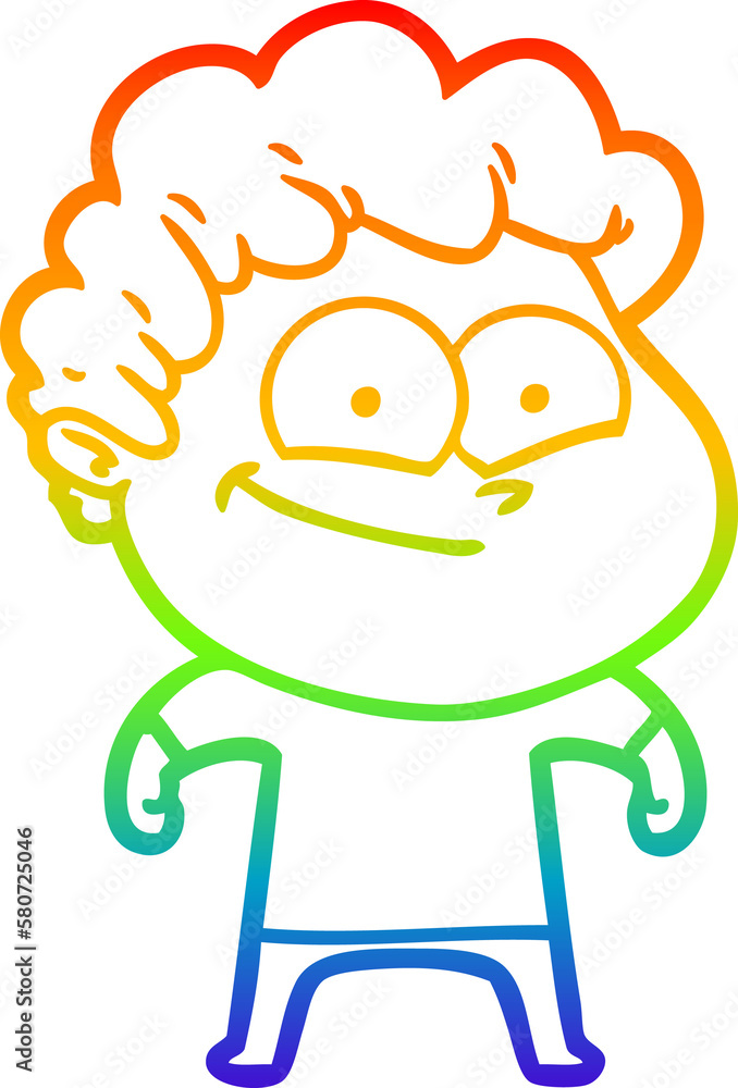 Obraz premium rainbow gradient line drawing cartoon happy man