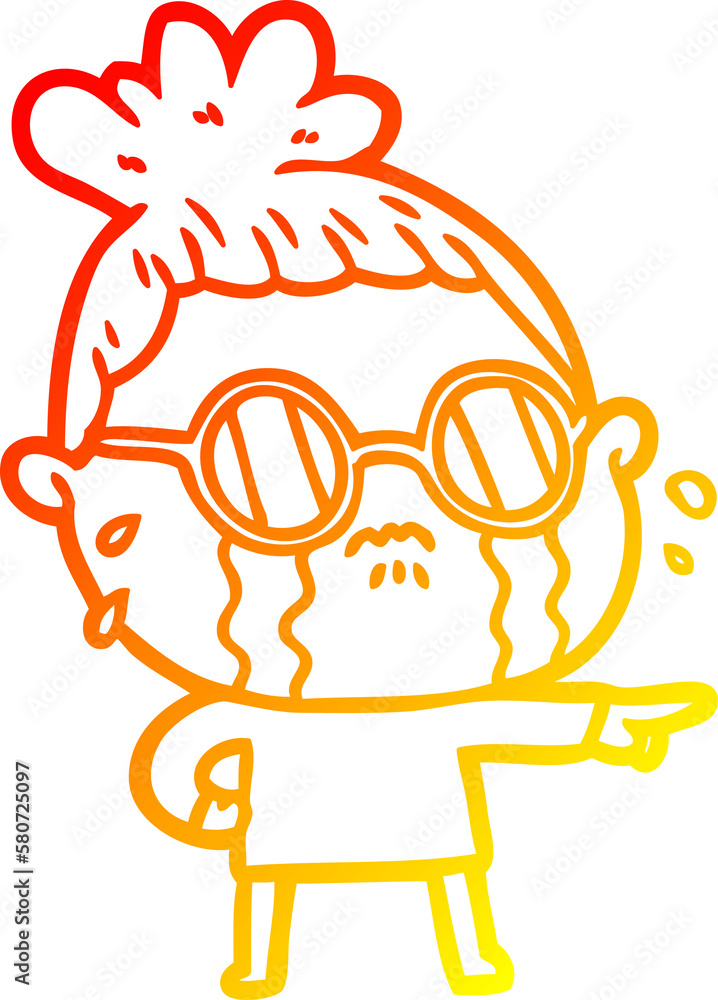 warm gradient line drawing cartoon crying woman wearing spectacles warm gradient line drawing cartoon crying woman wearing spectacles