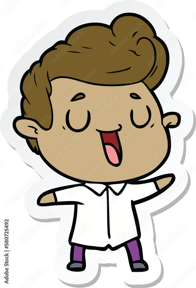 sticker of a happy cartoon man