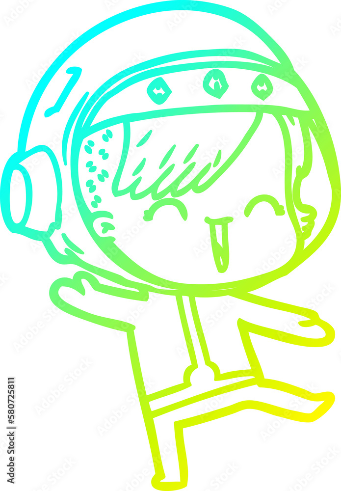 cold gradient line drawing happy cartoon space girl cold gradient line drawing happy cartoon space girl