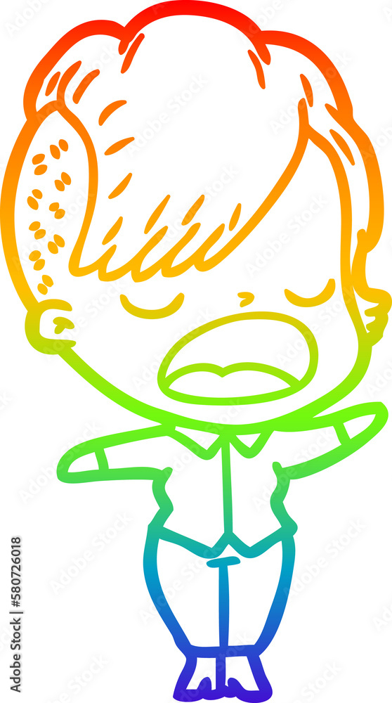 rainbow gradient line drawing cartoon cool hipster girl talking rainbow gradient line drawing cartoon cool hipster girl talking
