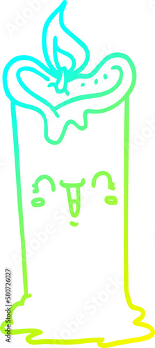 cold gradient line drawing cartoon happy candle