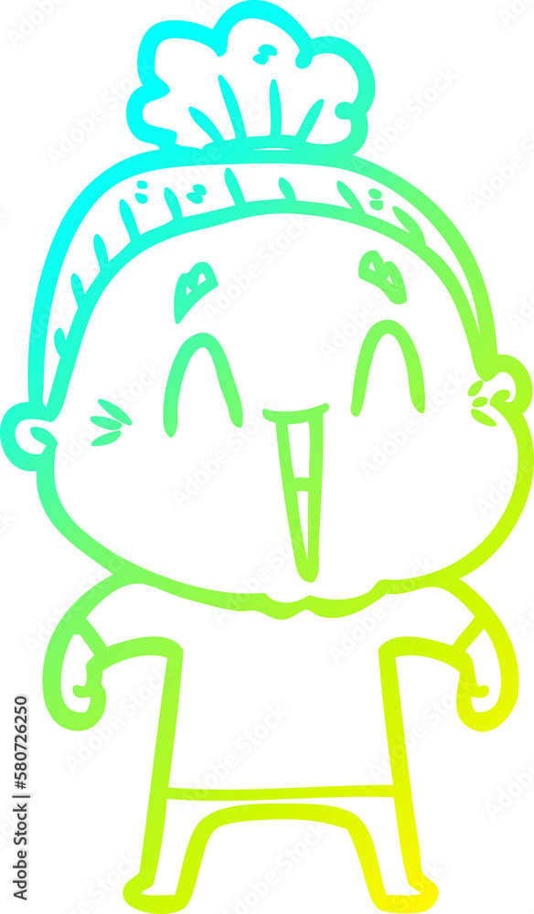 cold gradient line drawing cartoon happy old lady cold gradient line drawing cartoon happy old lady