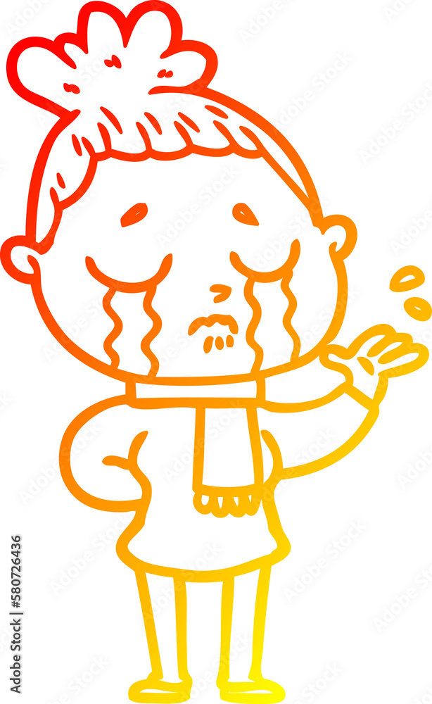 warm gradient line drawing cartoon crying woman warm gradient line drawing cartoon crying woman