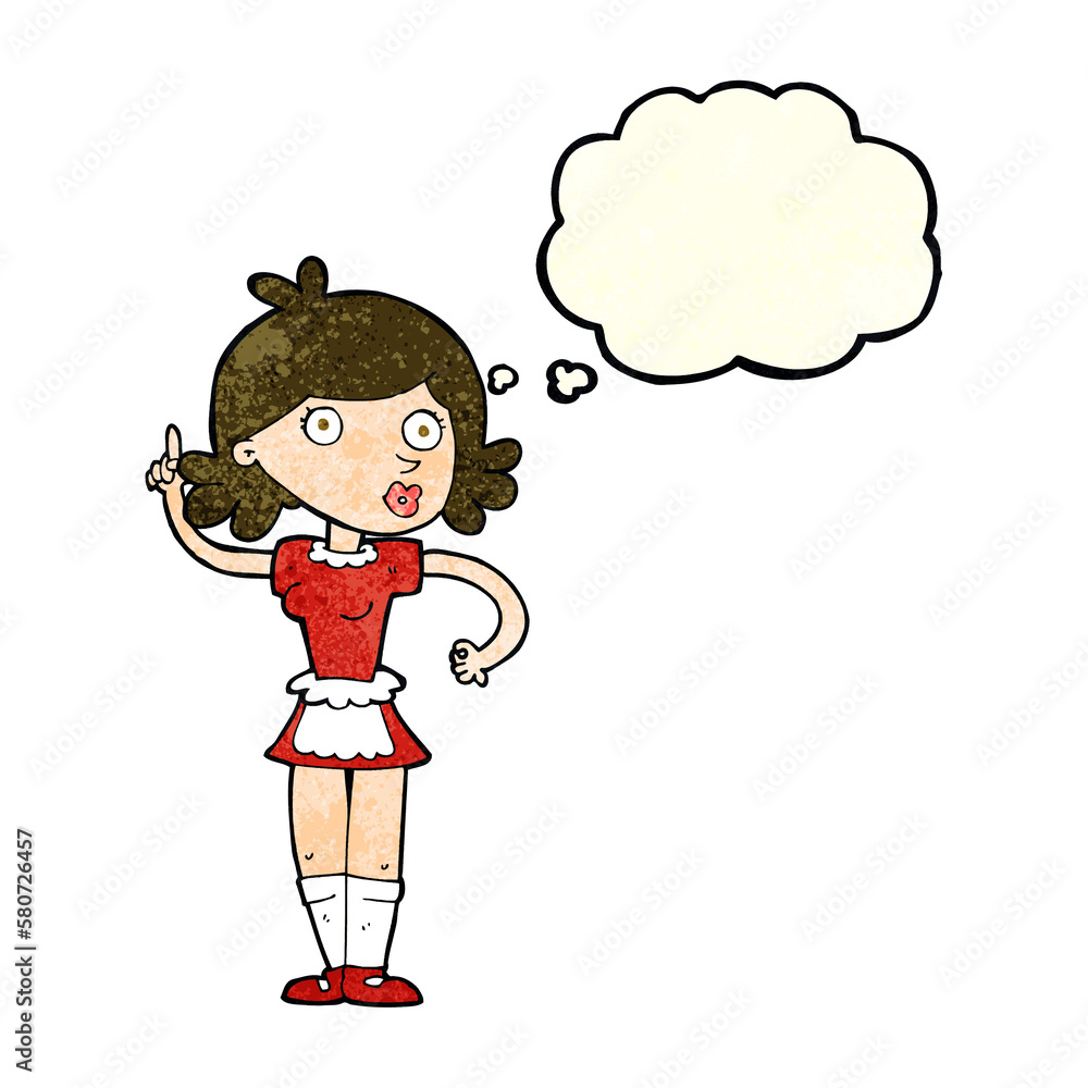 cartoon surprised maid with thought bubble cartoon surprised maid with thought bubble