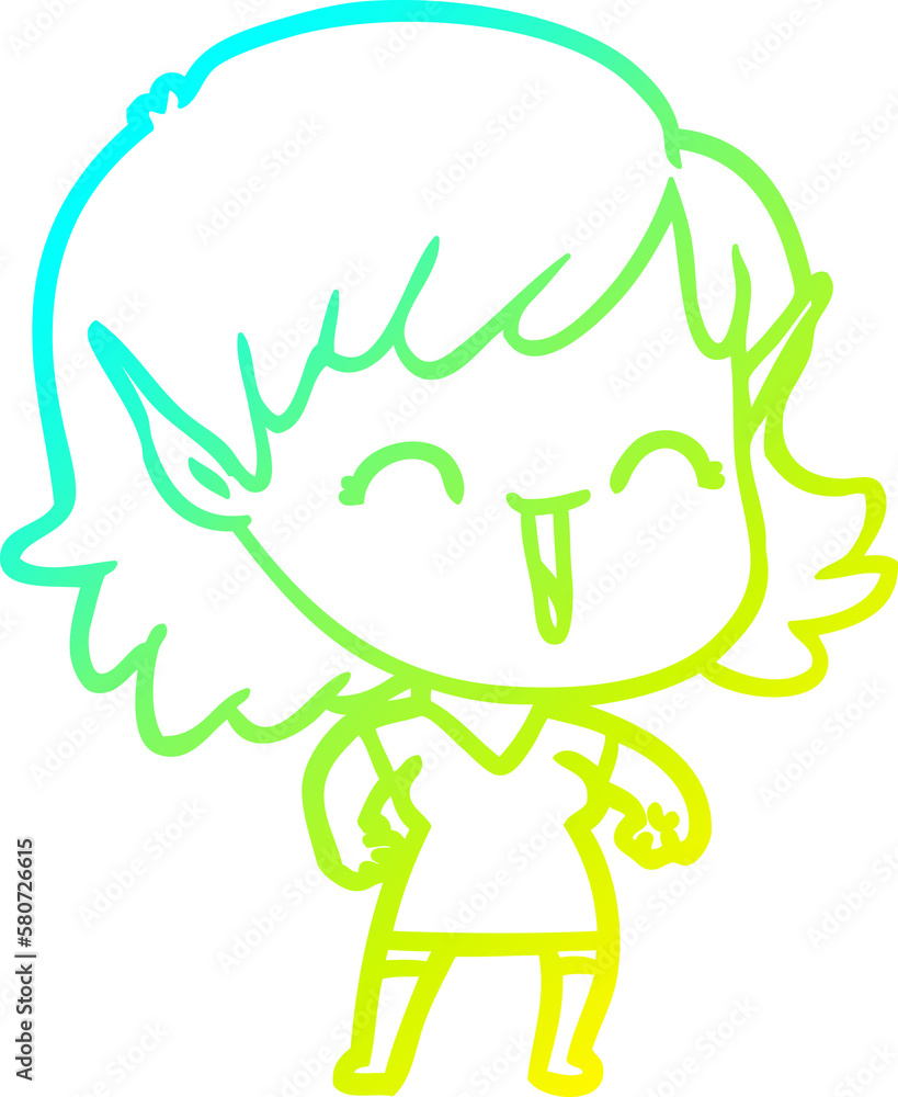 cold gradient line drawing cartoon elf girl cold gradient line drawing cartoon elf girl