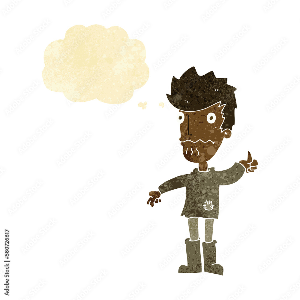 cartoon worried man giving thumbs up symbol with thought bubble cartoon worried man giving thumbs up symbol with thought bubble
