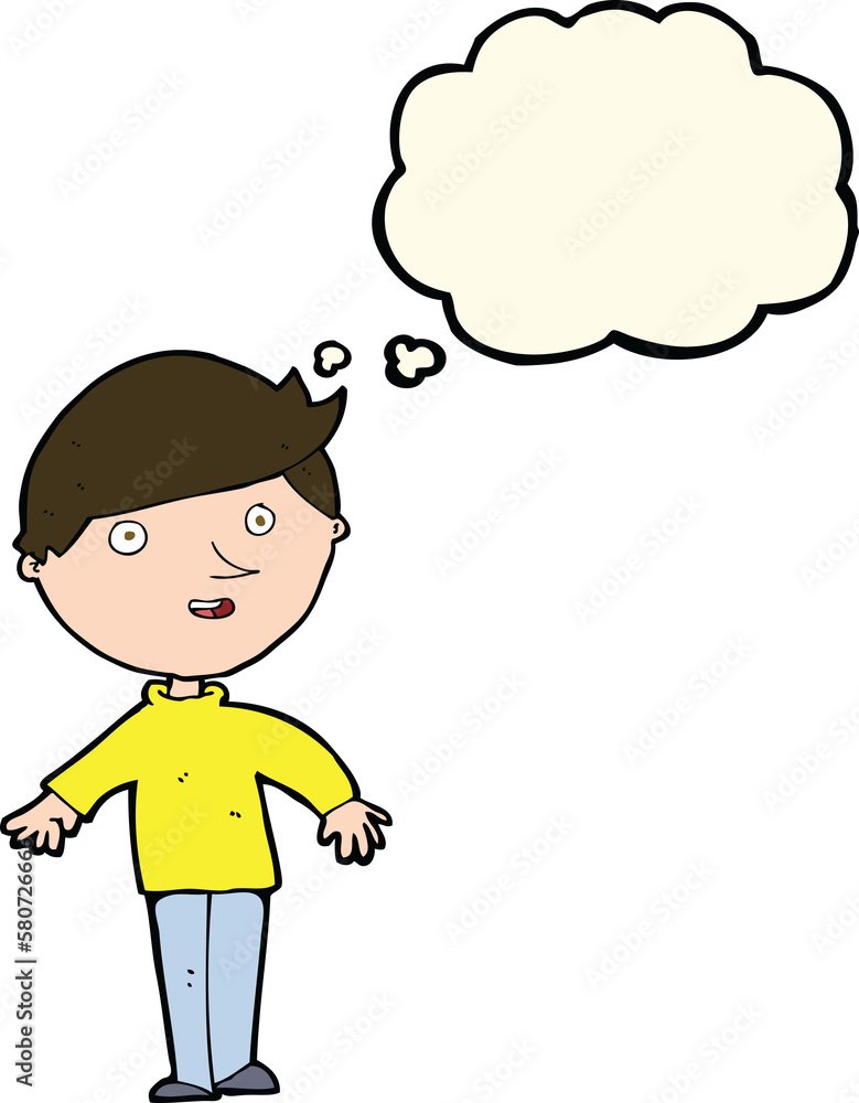 cartoon happy man with thought bubble cartoon happy man with thought bubble