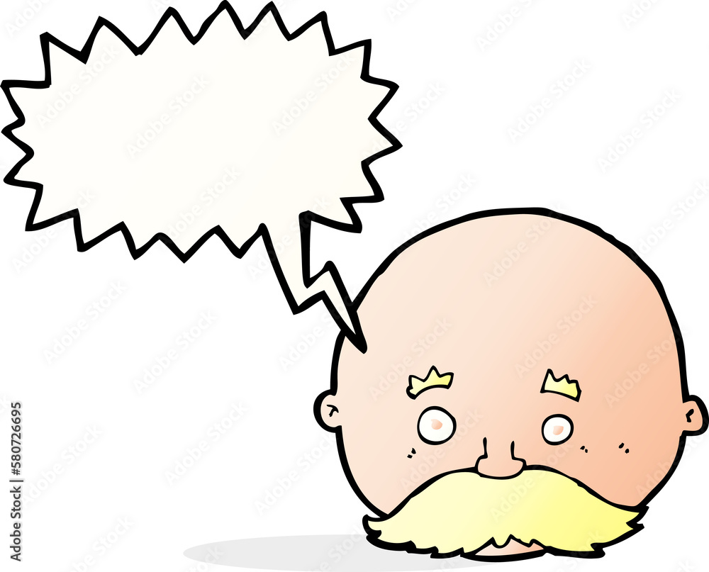 cartoon bald man with mustache with speech bubble cartoon bald man with mustache with speech bubble