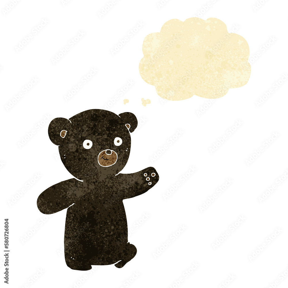 cartoon black bear cub with thought bubble cartoon black bear cub with thought bubble