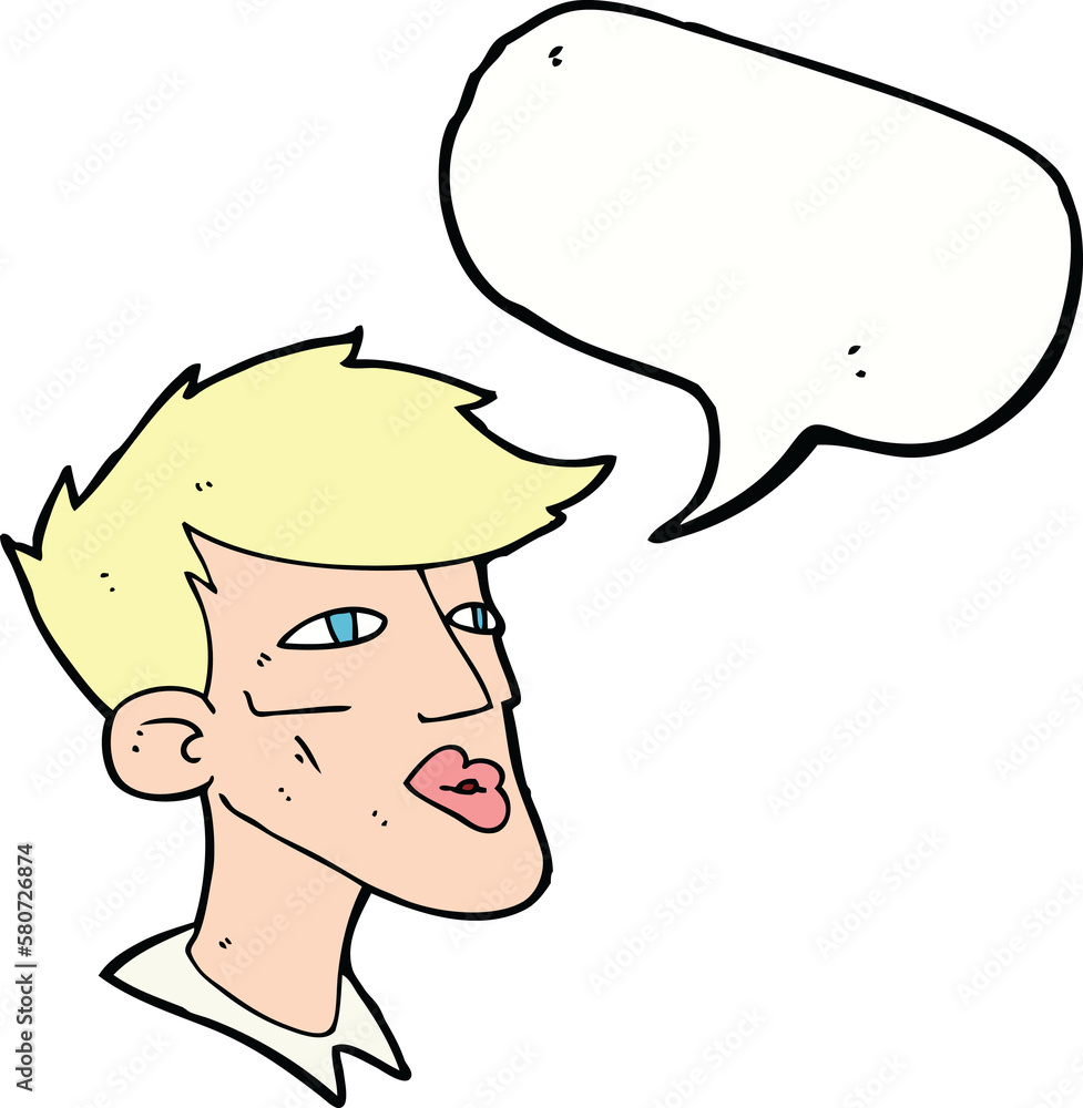 cartoon male model guy with speech bubble cartoon male model guy with speech bubble