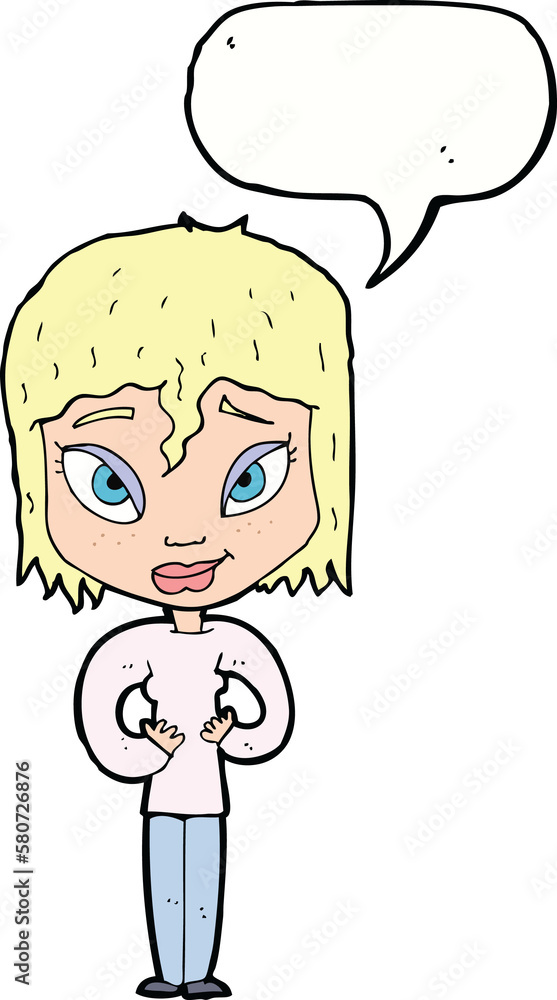 cartoon satisfied woman with speech bubble cartoon satisfied woman with speech bubble