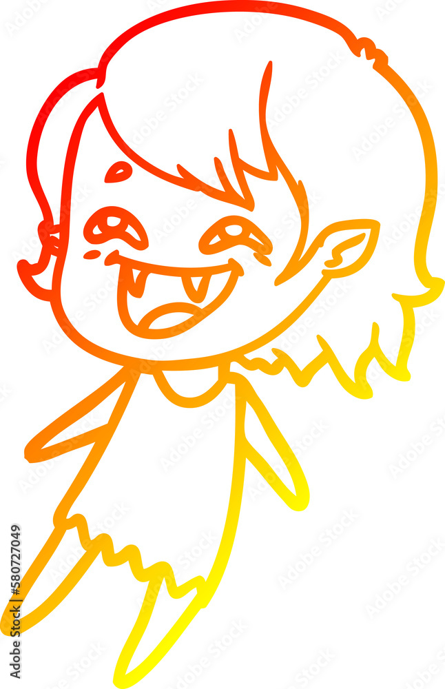 warm gradient line drawing cartoon laughing vampire girl warm gradient line drawing cartoon laughing vampire girl