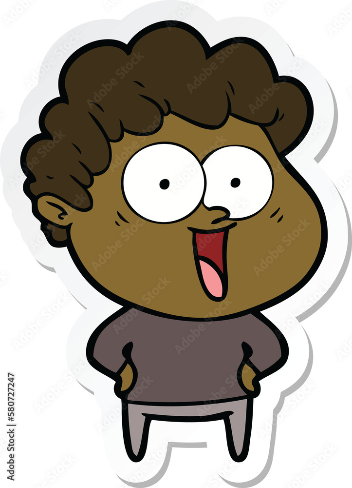 sticker of a cartoon happy man sticker of a cartoon happy man