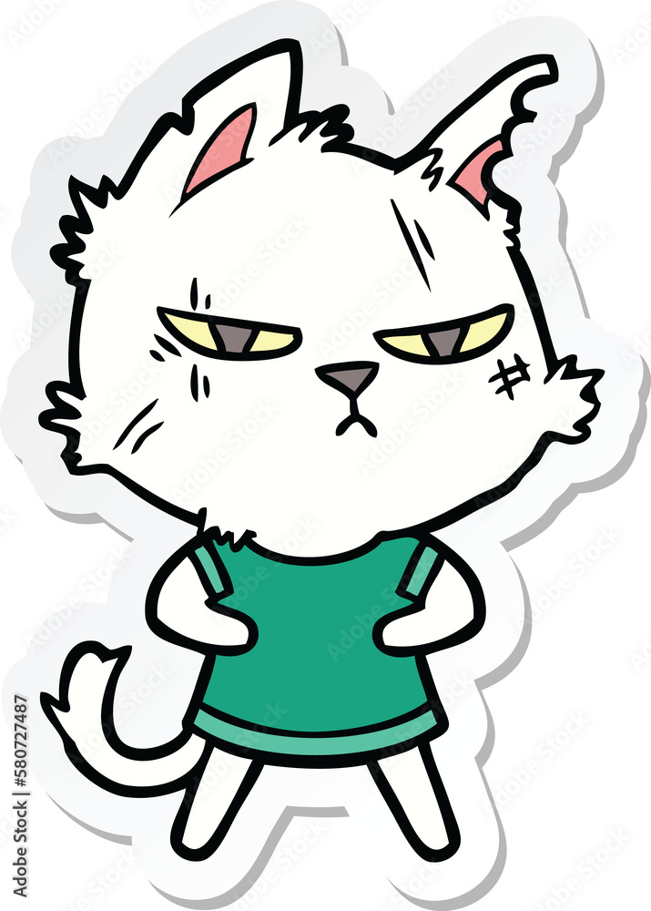 Fototapeta premium sticker of a tough cartoon cat