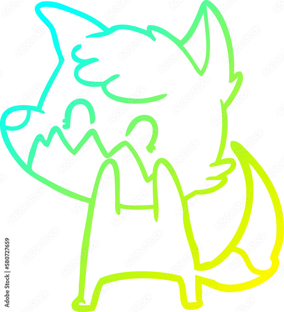 cold gradient line drawing cartoon friendly fox cold gradient line drawing cartoon friendly fox